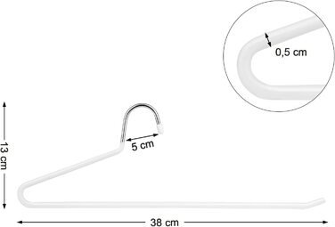 Вішалка для штанів SONGMIC, комплект з 20 предметів, вішалка з відкритим кінцем, багатофункціональна, Нековзна, 38 x 0,5 x 13 см, CRI004-20 (Білий)