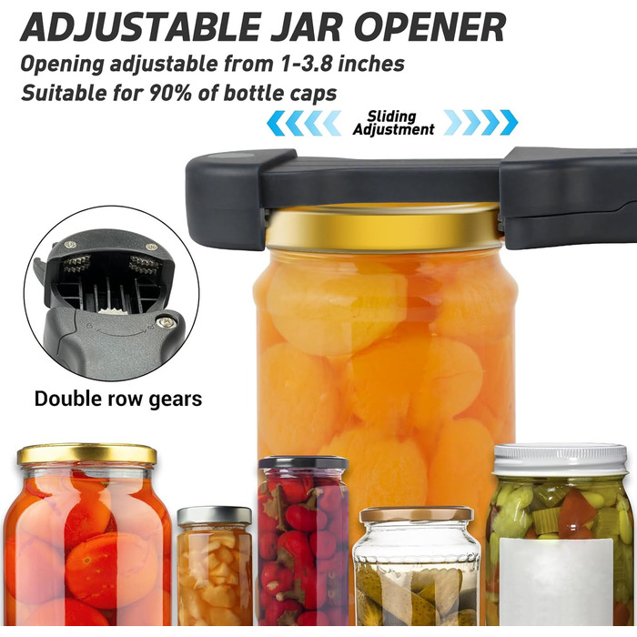 Набір 7-в-1: відкривачка для пляшок, вина та банок для людей похилого віку з артритом, мультифункціональний магнітний відкривач кришок (білий, чорний)