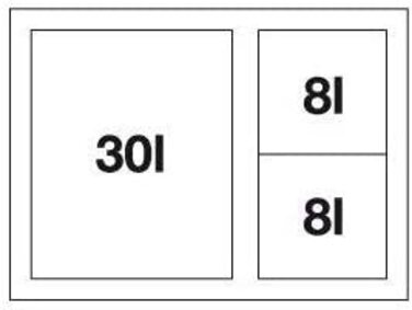 Сміттєва система для поділу відходів на кухні, з 3 сміттєвими баками (30 л / 2 х 8 л), для установки в шухляді нижнього шафи об'ємом 60 см 521473 3 відра (1 відро XL) Нижній шафа чорного кольору 60 см, 60/3