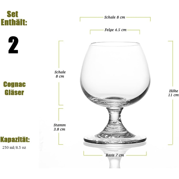 Набір келихів для коньяку та віскі Kleiner (250 мл, кришталь) – 2 шт.