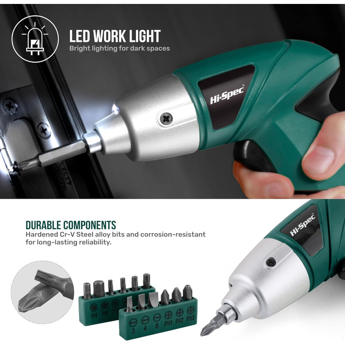 Набір інструментів Hi-Spec 25 предметів, зелений, компактний, для дому та офісу, базовий побутовий набір для ремонту в кейсі