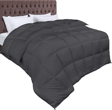 Ковдра Utopia Bedding для цілорічного використання, 370 GSM, дихаюча, стеганий, супер м'яка (білий) 180 x 200 см, сірий