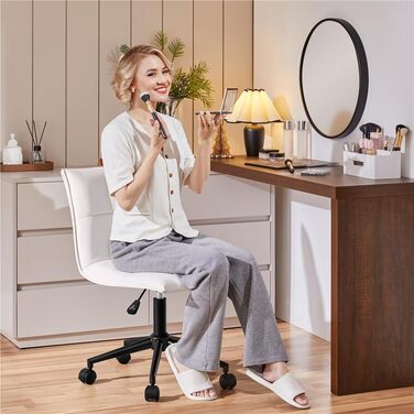 Крісло для дому та офісу Yaheetech: регульована висота, без підлокітників, поворотне, на колесах, коричнева стрічка