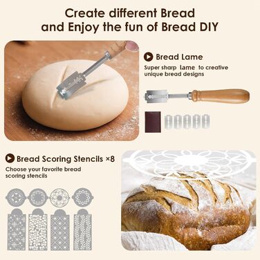 Набір для випічки хліба: корзинка з бавовняного шнура, набір для закваски, аксесуари для випічки, дріжджовий міксер, скребок для тіста, для початківців