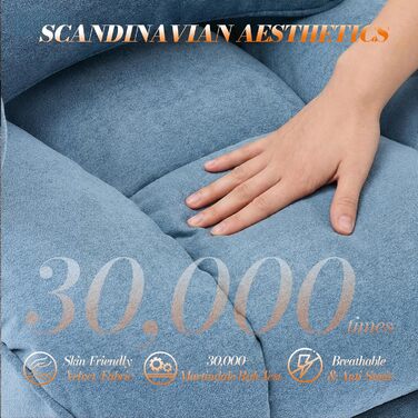 Ергономічний офісний стілець Efomao XXL до 200 кг, блакитний: крісло для важких користувачів з підставкою для ніг та товстим м'яким сидінням