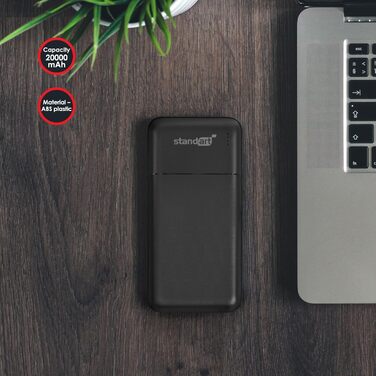 Повербанк Standart 20000mAh USB C, Micro USB, 2xUSB Швидка зарядка Світлодіодний дисплей Чорний