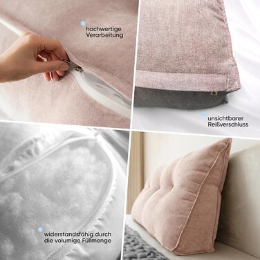 Підголовник Björn&Schiller для спини - подушка для ліжка та дивана, клиновидна подушка, спинка для стіни, сидіння, подушка для стіни, велика знімною обложкою (шампань, 70 см)