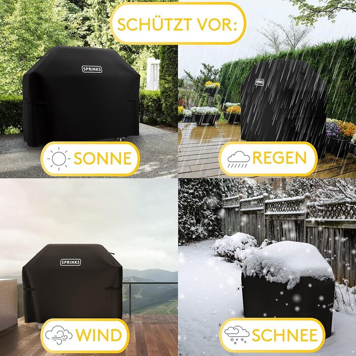 Чохол для гриля WEATHERPROOF чохол для гриля Високоякісний чохол для гриля Weber, Napoleon, Enders - EXTRA ручки газового гриля Oxford 600D тканина 147x6122см - Чохол для гриля (132 x 66 x 109 см, чорний)