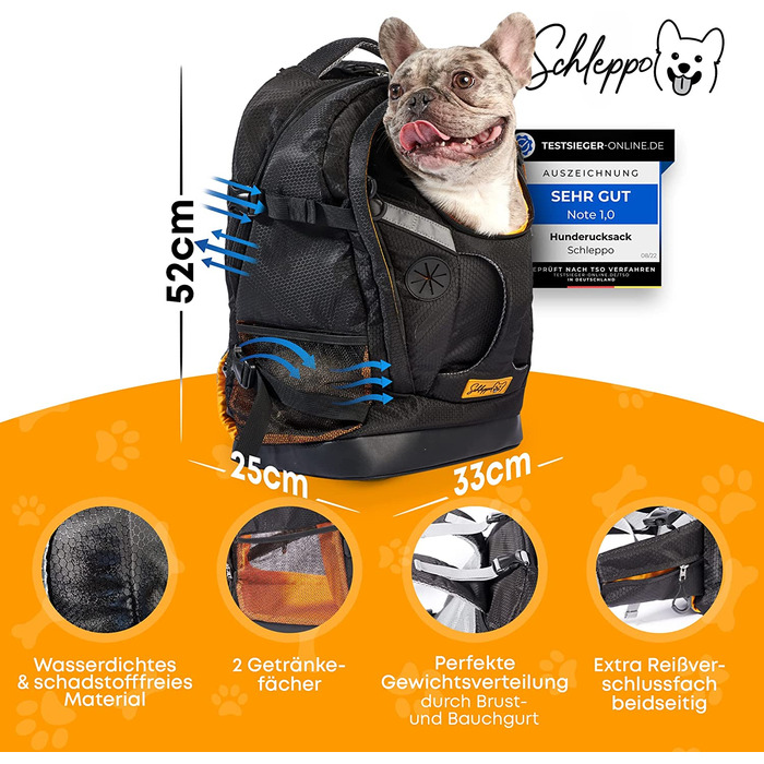 Рюкзак для собак вагою до 9 кг / рюкзак для собак / надвисокий дихаючий рюкзак для собак для піших прогулянок, громадського транспорту і т. д. / транспортний рюкзак водонепроникний чорний