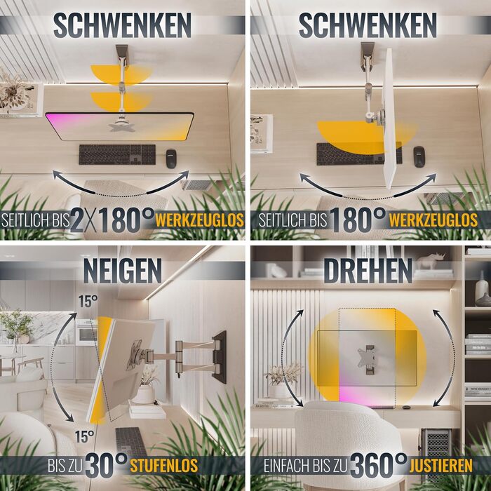 Кріплення для монітора RICOO S1811: регульоване, універсальне, VESA 75x75/100x100, 13-32 дюймів