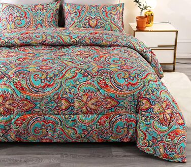 Ковдра Qucover 3PCS Paisley Boho з наволочками, 4 сезони, 225x230см