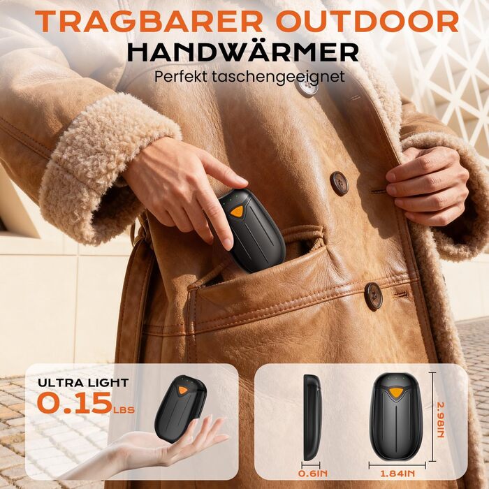 Електричний нагрівач для рук, 2 шт., 5200 mAh, USB, 3 режими нагріву, до 50°C, для активного відпочинку, кемпінгу, полювання