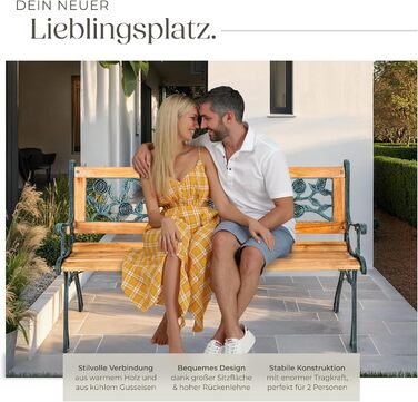 Гарна лавка для саду Tectake на 2 місця, з дерева, у стилі кантрі, для тераси, балкона або саду. Розміри: 119,5 x 62 x 83 см (модель 'Michaela')