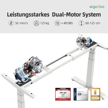 Ергофіно - Регульований стіл з металевим каркасом DT30 PRO (Чорний), 2 мотори, 3-рівневе регулювання, пам'ять, сертифікат GS, висока вантажопідйомність