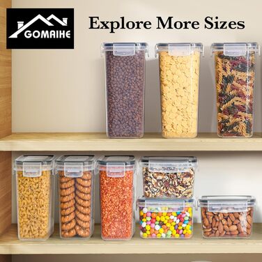 Контейнери для зберігання GoMaihe 12 шт. з кришкою: набір контейнерів для кухні, 800 мл з етикетками. Їдальня, цукор, спеції. Без BPA, придатні для миття в посудомийній машині. 0.8 л x 12 шт. (Чорний, 2.0 л x 10 шт.)