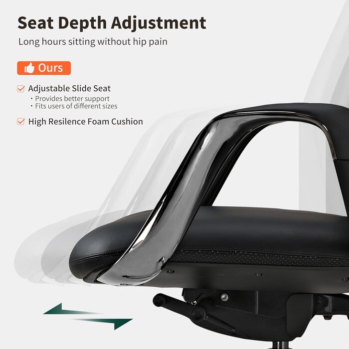 Крісло офісне EUREKA ERGONOMIC з шкіри, чорне: регульоване, ергономічне, для офісу та дому