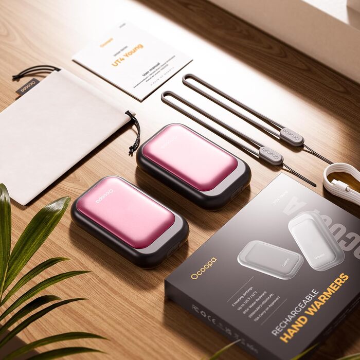 Електричні грілки для рук OCOOPA UT4 Young (рожеві) - 5000mAh, водонепроникні, USB, 2 шт.