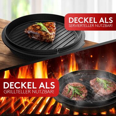 Набір чавунного казана BBQ Dutch Oven [Das Original] 10,8 л з підставкою та кришкою-гриль 2,2 л, піднімачем та електронною книгою рецептів