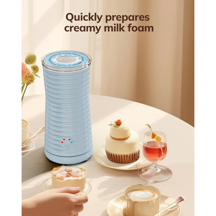 Електричний піноутворювач для молока Morpilot 4-в-1, для лате, капучино, макіато - блакитний