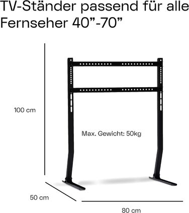Підставка для телевізора 40-70 дюймів | Стильна підлогова стійка для ТБ | Чорна підставка для телевізора Charcoal