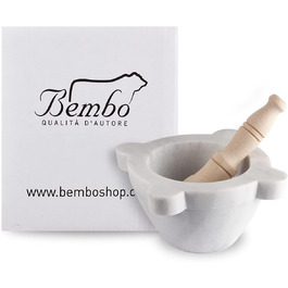 Морта для спецій та песто з мармуру Каррара Білий з товстою пестиком - Італія, Генуя (20 см, діаметр 20 см)