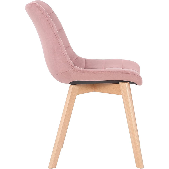 Набір з 2 стільців для обідньої зони Passaic, м'яке оксамитове сидіння, ергономічний дизайн, захист для підлоги, до 150 кг, рожевий колір