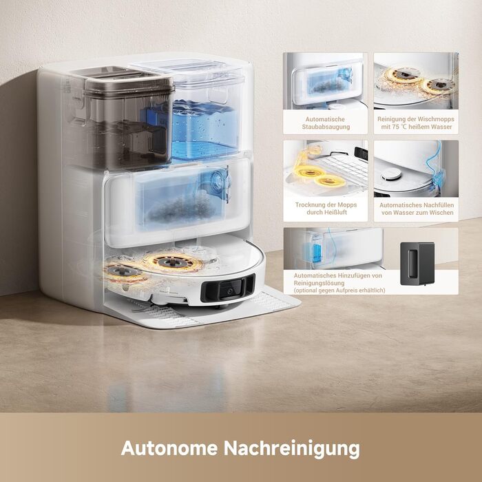 Робот-пилосос Mova P50 Ultra з мокрою прибиранням, 19000 Па, гаряча вода, самоочищення, LDS-навігація, RGB AI, LED-датчики, автоматичне спорожнення та поповнення