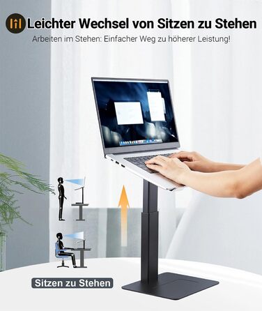 Регульований підставка для ноутбука, стійка для ноутбука на стіл, можливість стоячи, підставка для DJ, компактна альтернатива столу, сумісна з MacBook та ноутбуками 13'-16.5', чорний Polar-Schwarz