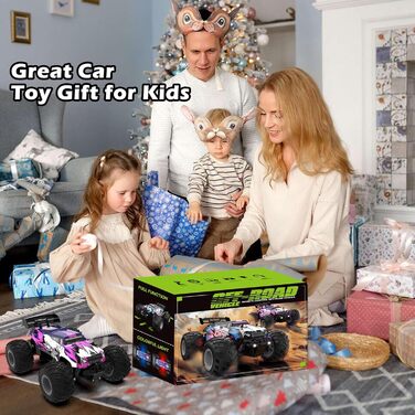 Радіокерований позашляховик FEIMUOSI 1:18 RC Car: LED підсвітка, 2.4GHz, 2 акумулятори, швидкість 20 км/год, для дітей та дорослих, фіолетовий