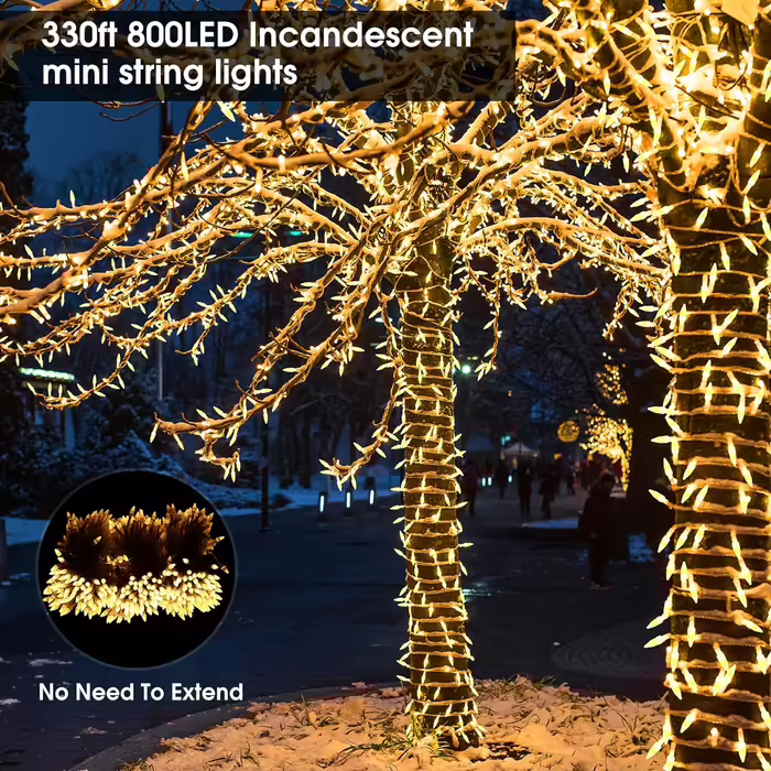 Гірлянда 100 м 800 LED для вулиці та дому, водонепроникна, 8 режимів, з пультом, таймером, для Хелловіну та Різдва
