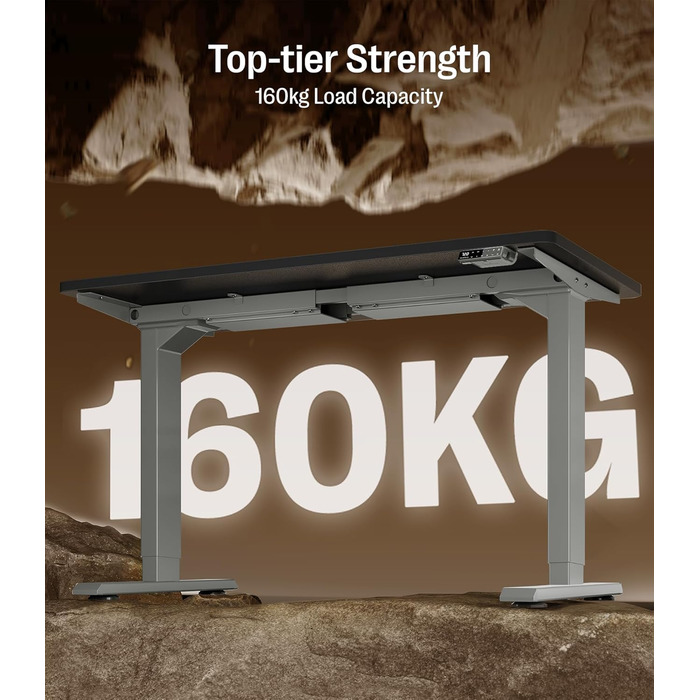 Регульований стіл MAIDeSITe S2 Pro (140x70 см, сірий каркас + чорний), електричний, з захистом від зіткнень, підйом до 160 кг