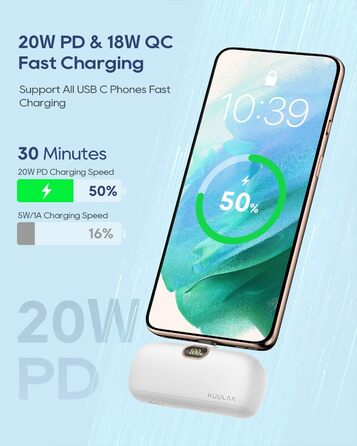 МАг, 20 Вт PD, LED-дисплей, USB-C, сумісний з iPhone, Samsung, Huawei, 5000