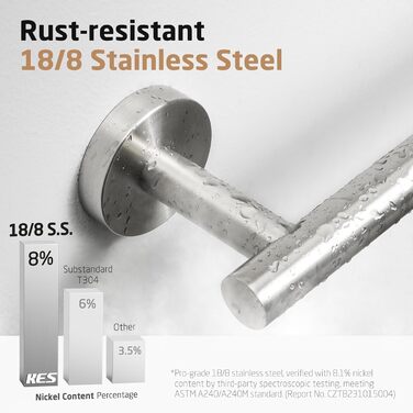 Тримач для рушників настінний, нержавіюча сталь SUS304, 70 см, щітка, KES A2000S70B-2