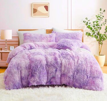 Комплект постільної білизни Menkala Plush Tie Dye Purple, 220x240 2 наволочки 80x80 см