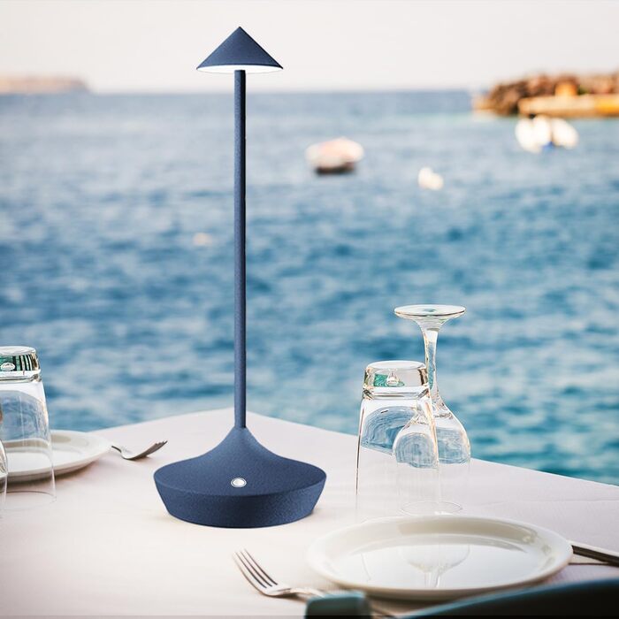 LED-лампа Hapfish на акумуляторі, настільна, бездротова, 2 шт., сучасний алюміній, регулювання яскравості, водонепроникна, для дому та вулиці, нічна лампа, тераса, ресторан (коричневий) (2шт синій)