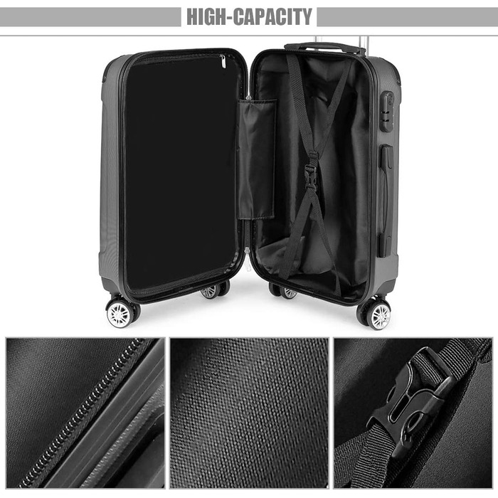 Набір валіз KONO Zwillingsrollen 3шт. (M-L-XL) з ABS-пластику сірого кольору