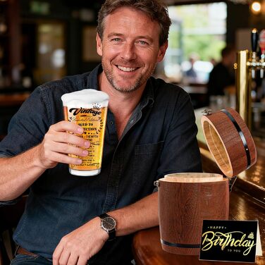 Персоналізований пивний келих з гравіюванням для чоловіка на 60 років, 1966 рік народження, в дерев'яній подарунковій коробці 470 мл + відкривачка + листівка. Ідея подарунка на День народження, День Святого Валентина