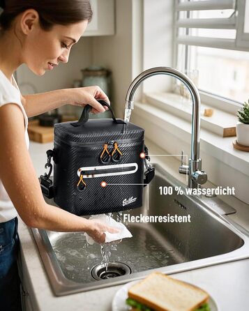 Термосумка-холодильник 7л, 14л, 24л ізольована водонепроникна для кемпінгу, пікніка, пляжу та грилю - Carbon-Schwarz (Чорний)