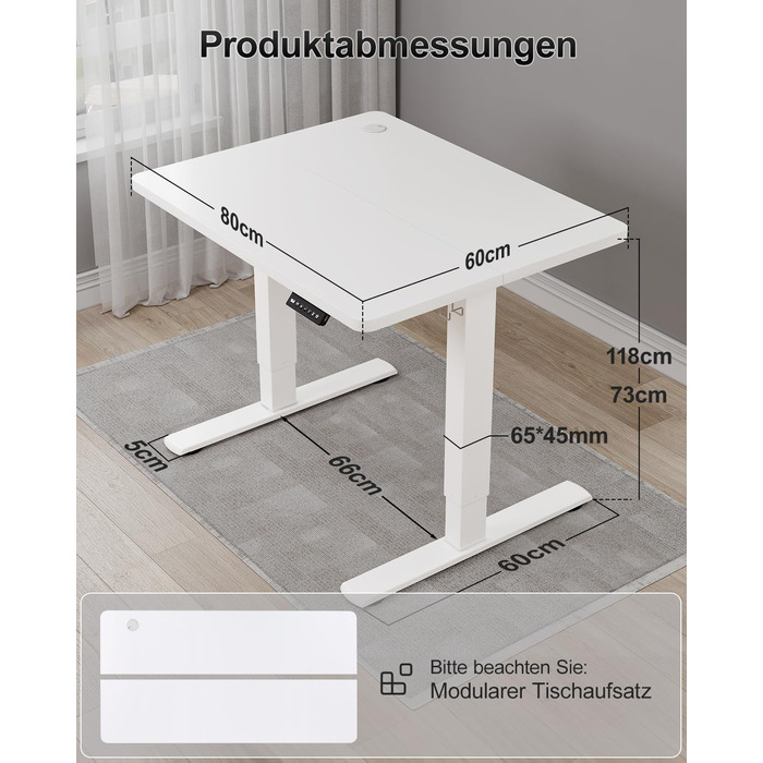 Дитячий електричний стіл Airfish, 80x60 см, регулювання висоти, пам'ять, для дому/офісу, білий