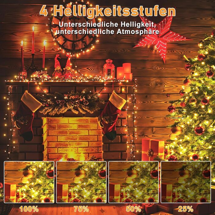 Гірлянда світлодіодна 40м, 400 LED, для прикраси ялинки та декору, вологостійка, з пультом, таймером, димуванням, теплий білий колір, для дому та саду