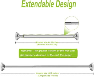 Телескопічна штанга GQC 2 65-100см, штора для душу без свердління, регульована для душу та штор