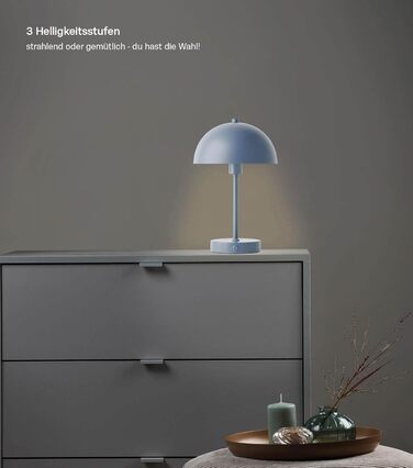 LED настільна лампа Mokebo® 'Leuchtturm' – бездротова, диммерна, з USB-C, ретро, металева, тепле світло, тауп (сіро-бежевий)