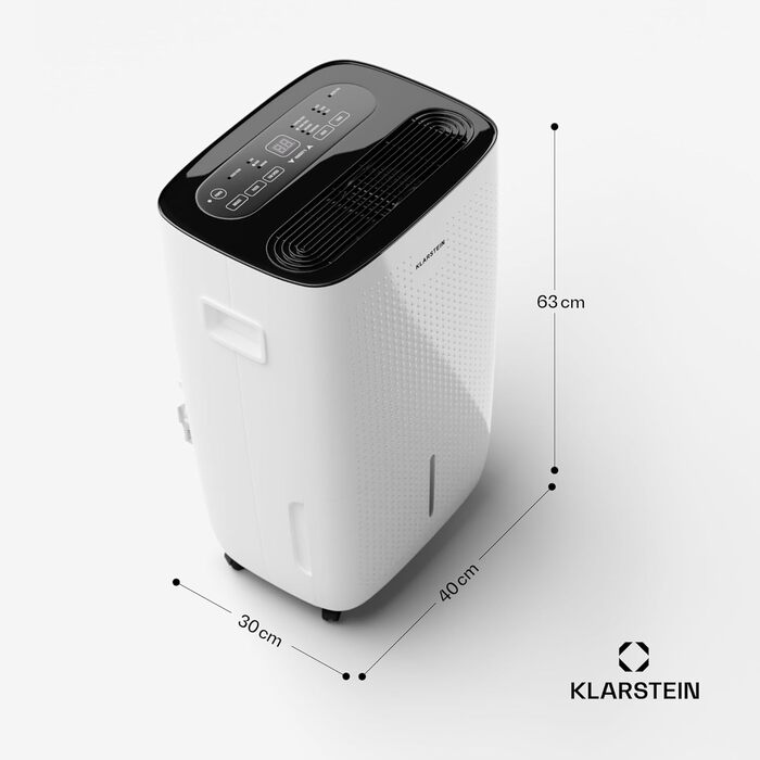 Klarstein DryFy Connect 60L: Розумний електросушар для повітря з Wi-Fi, 60 л/24г, 8 л бак, таймер, для приміщень до 65 м²