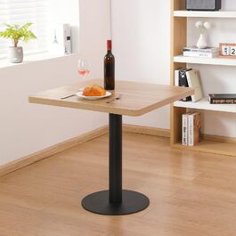Кухонний стіл Mingone 80x80 см з дерев'яною стільницею та металевими ніжками. Квадратний стіл для кухні, вітальні, балкону або їдальні. Розміри: 80x80x75 см. Зі стилізованою під дуб стільницею.