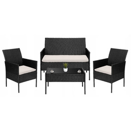 Комплект садових меблів з техноротанга eHokery Magnolia, чорний, 4 предмети