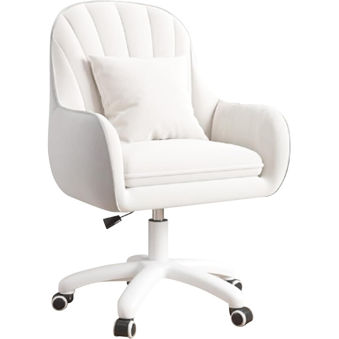 Крісло Aivermeil для дому та офісу, з м'якою оббивкою з велюру, з підголовником, поворотне, регульоване по висоті, ергономічне, для робочого кабінету, спальні, до 120 кг, біле