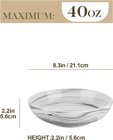 Тарілка для пасти MALACASA 1200 мл, 4 шт. и мармурова керамічна низька тарілка для салату, тарілка з локшиною, супова тарілка, миска рамен, велика салатниця, багатоцільові миски, сіра звичайна серія