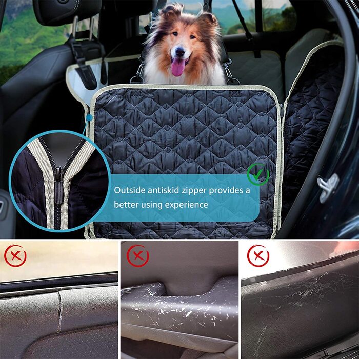 Автомобільне заднє сидіння для собак Lassie, 100 водостійке і нековзне для повністю закритого Автомобільна ковдра універсальне автомобільне ковдру для автомобіля з бічним захистом для Авто Фургон позашляховик Стандарт (54 фути x 58 футів) (X-Large (60 фут