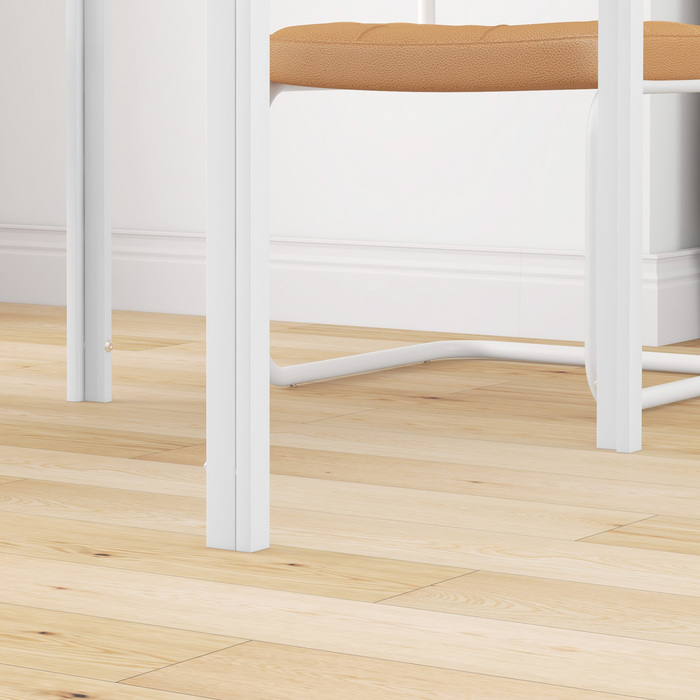 Квадратний обідній стіл на 4 особи, стільниця з загартованого скла, для кухні та їдальні, 75 x 75 x 75 см, білий