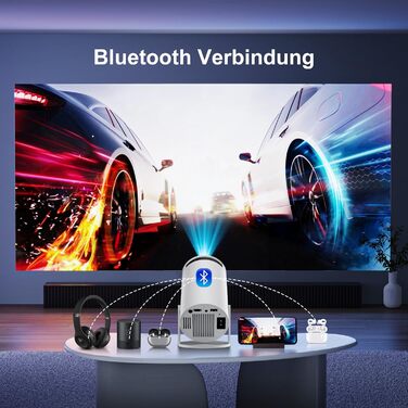 Міні проектор Salange HY300Pro+ 4K з Wi-Fi 6, Bluetooth 5.2 та Android 11.0 для домашнього кінотеатру. Підтримка 180° повороту, сумісний з телефоном, Xbox, ноутбуком, TV Stick, USB. Білий колір.